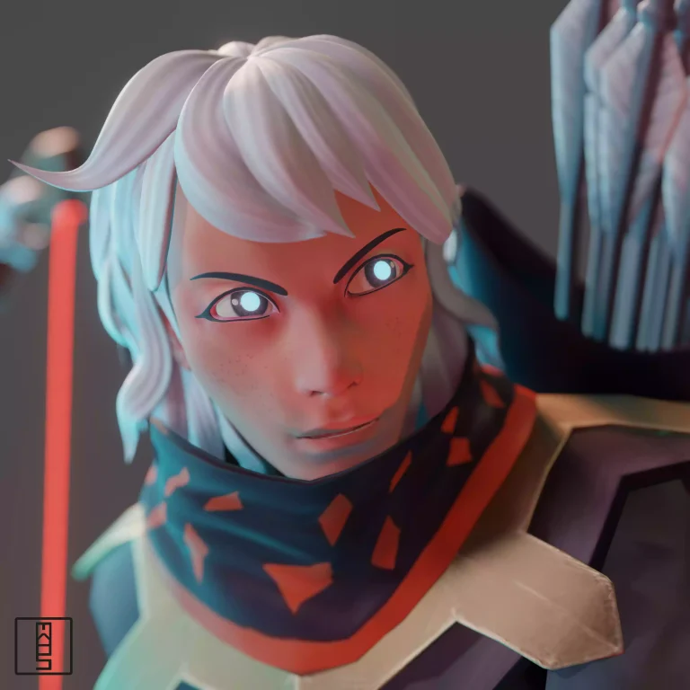 3D Archer Character Model Portrait