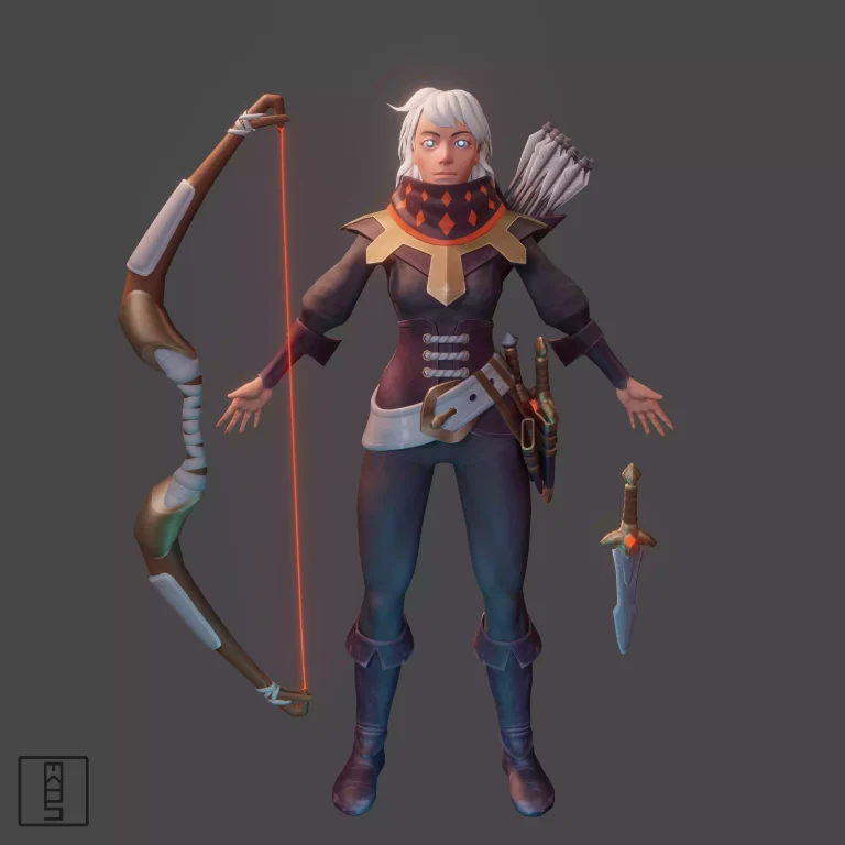 3D Archer Character Model A Pose