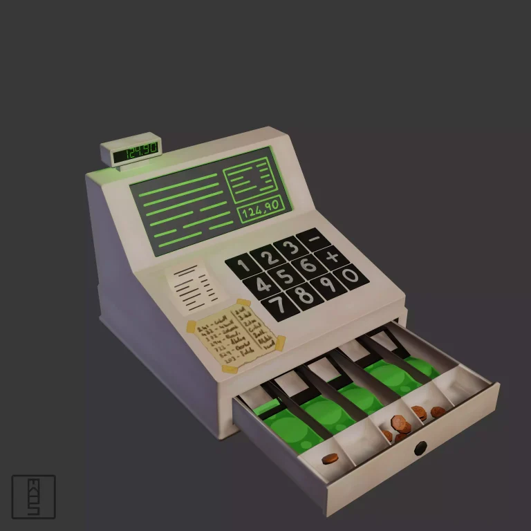 3D Low Poly Cash Register Model