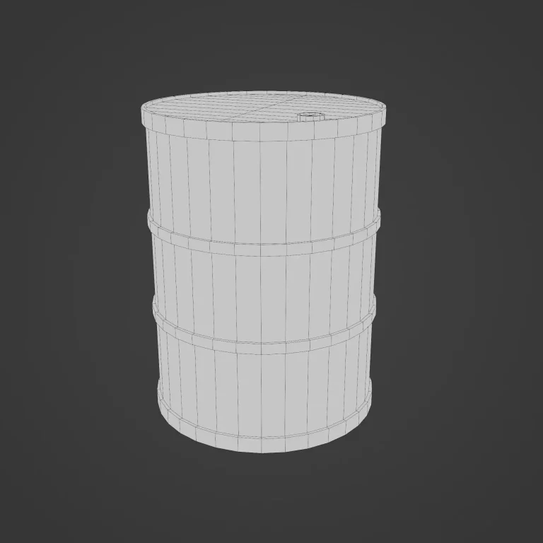 Petrochem Oil Barrel Model Wireframe