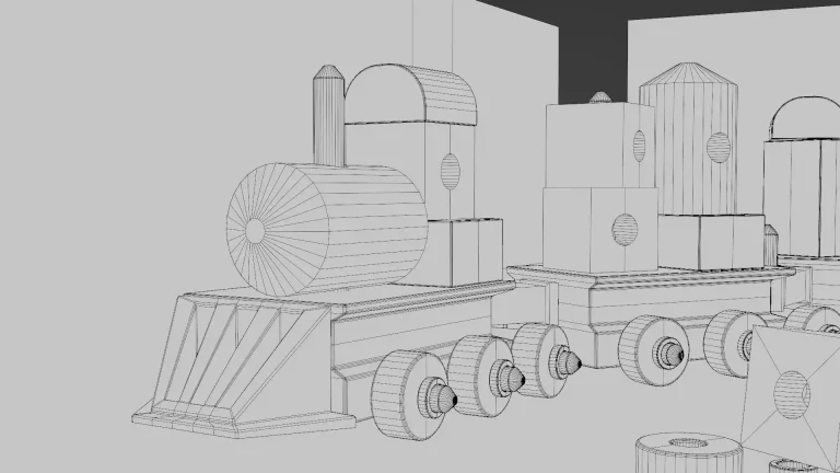 Toy Train Model Wireframe