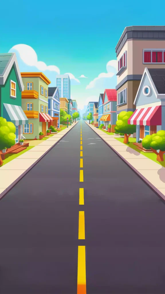 An empty suburban city street.