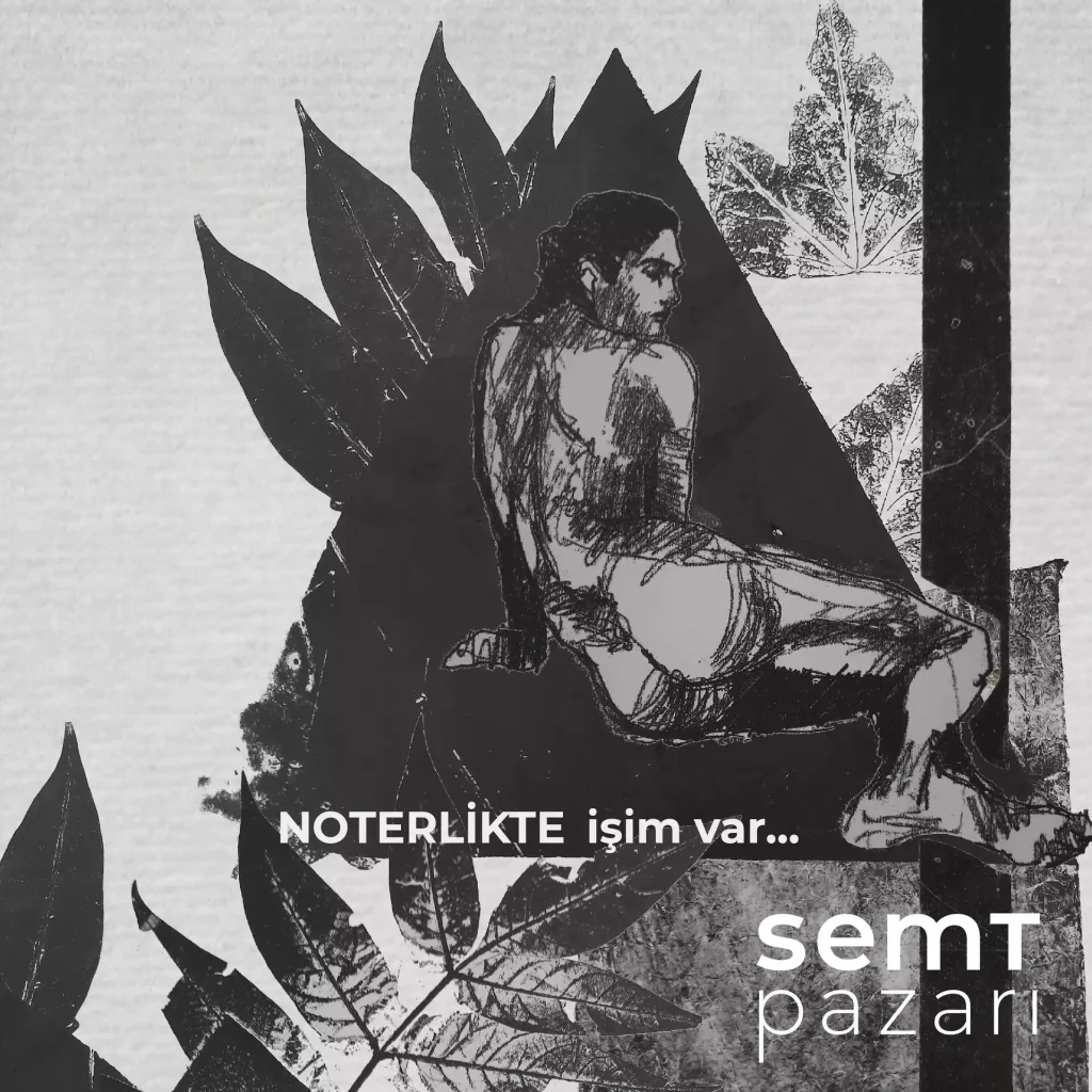 A nude lady sitting in front of a black triangle.