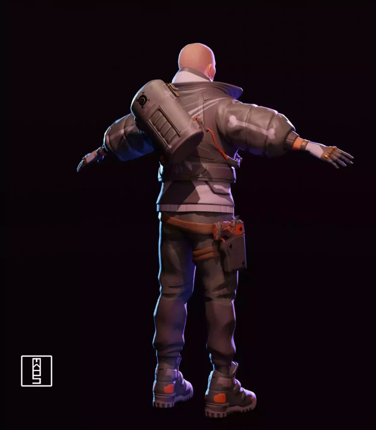 Package Runner Character's Back 3/4 View