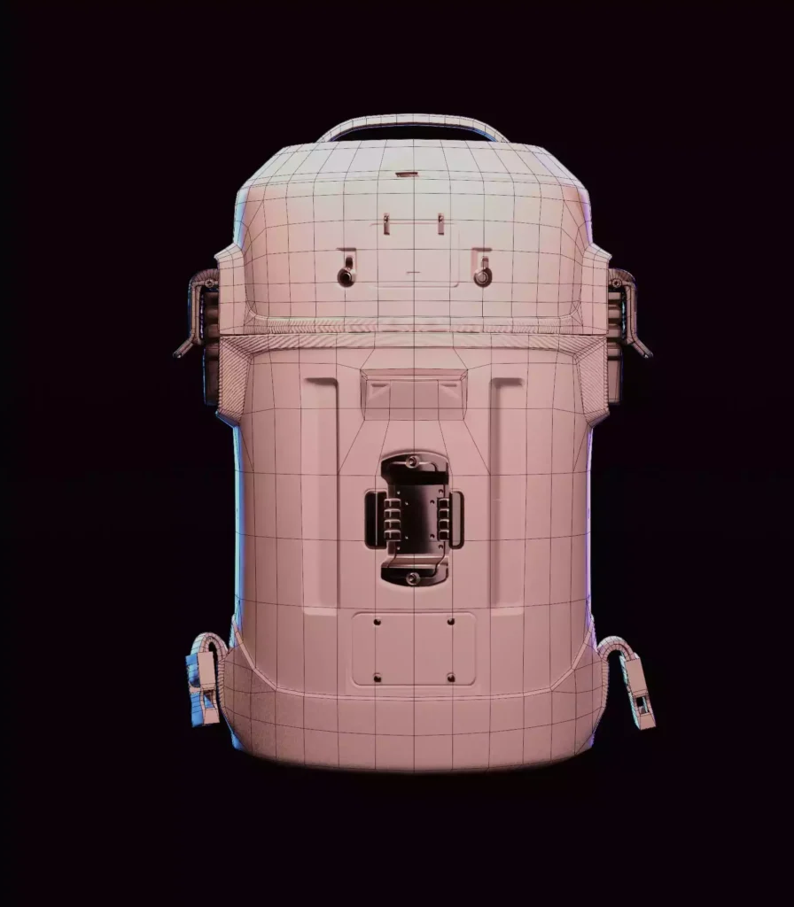 Package Runner Character's Backpack Back View Wireframe