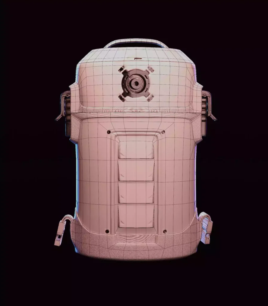 Package Runner Character's Backpack Front View Wireframe