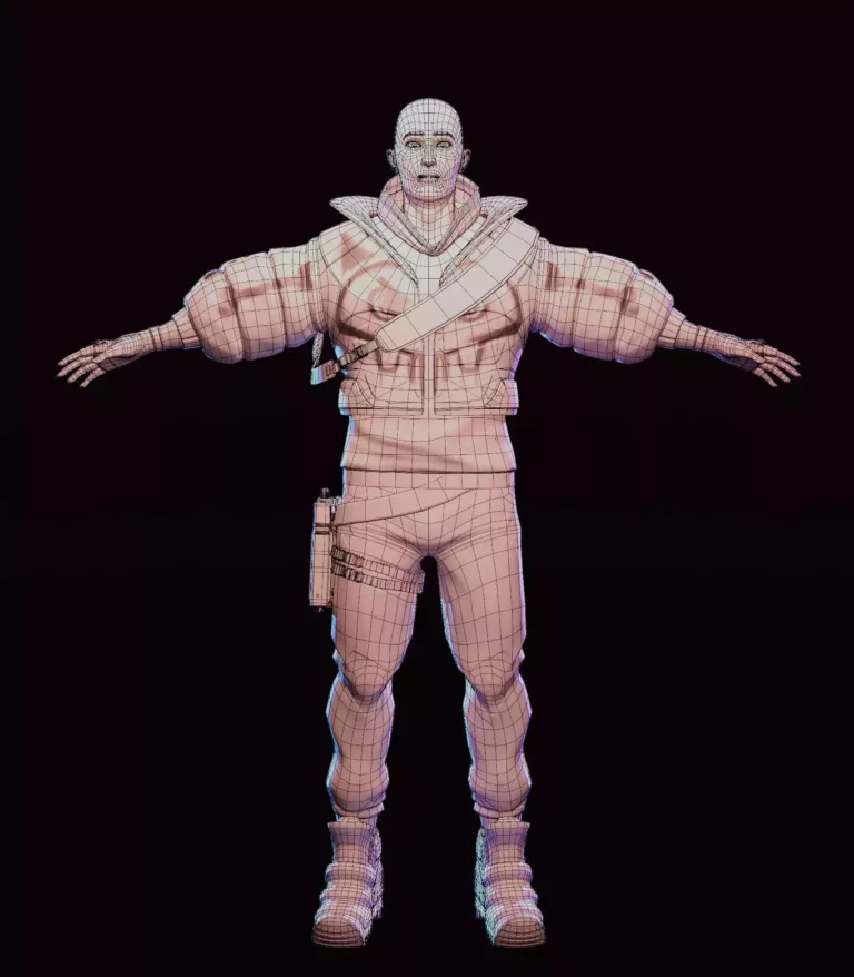 Package Runner Character's Front View Wireframe