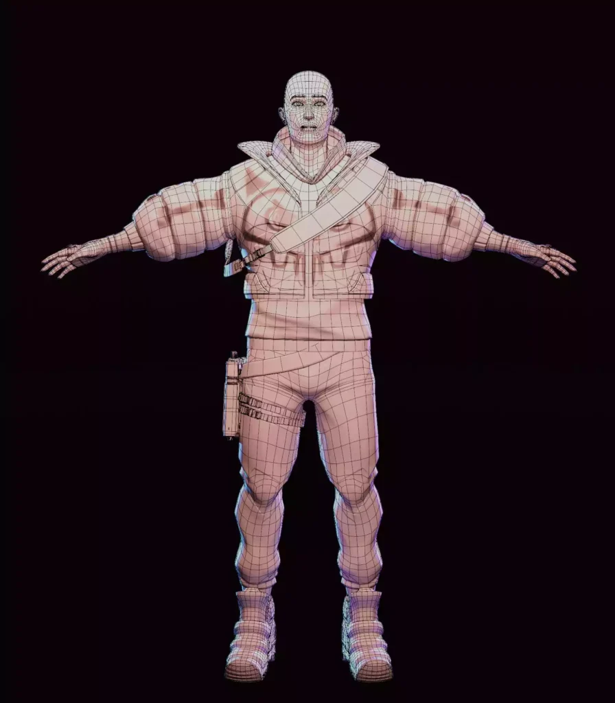 Package Runner Character's Front View Wireframe