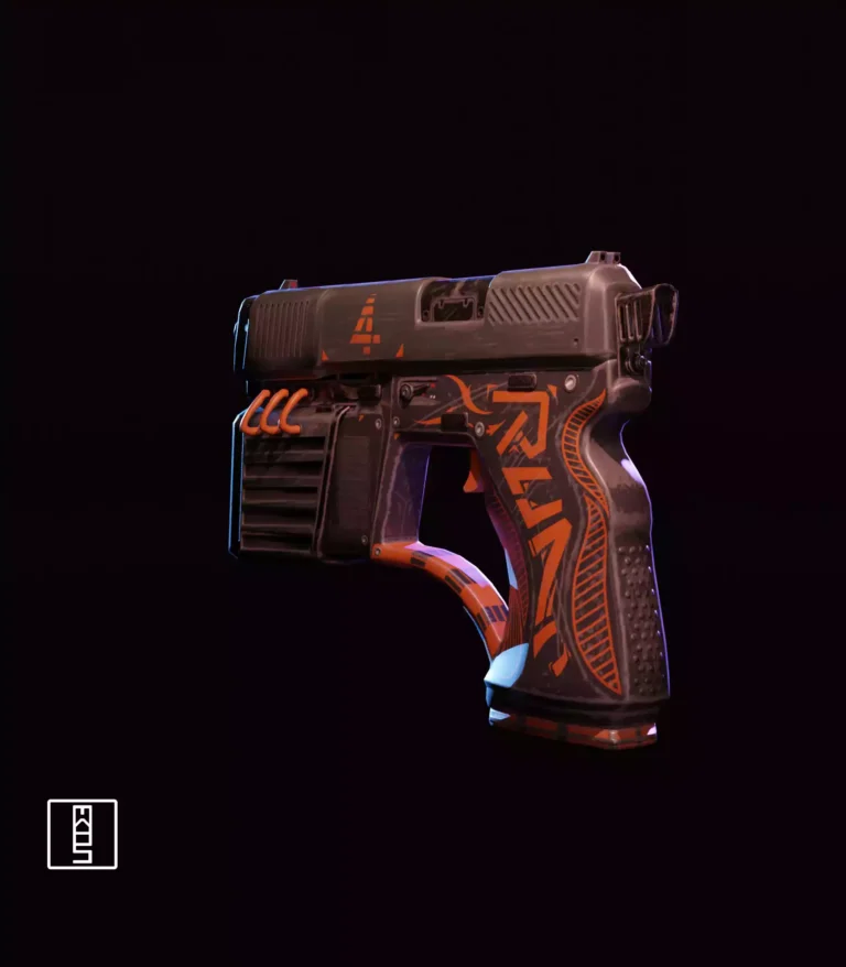 Package Runner Character's Pistol Back 3/4 View