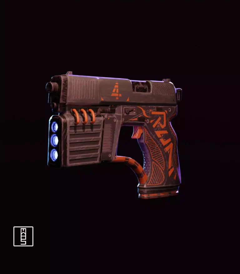 Package Runner Character's Pistol Front 3/4 View