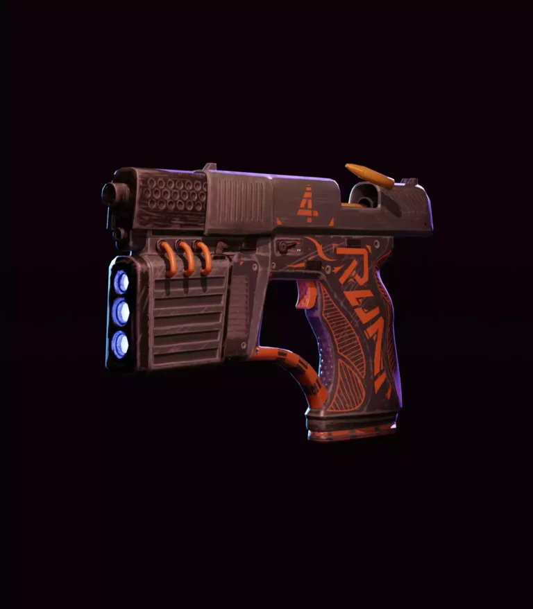 Package Runner Character's Pistol Front 3/4 View Firing