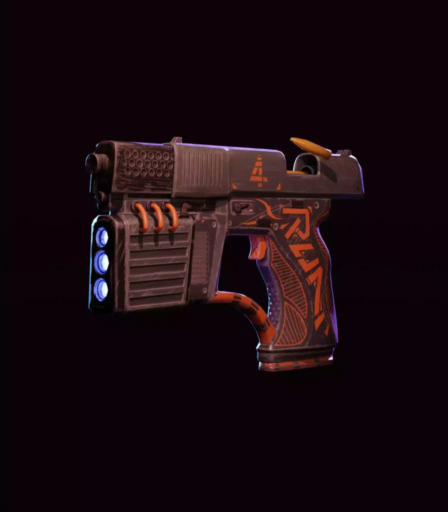 Package Runner Character's Pistol Front 3/4 View Firing