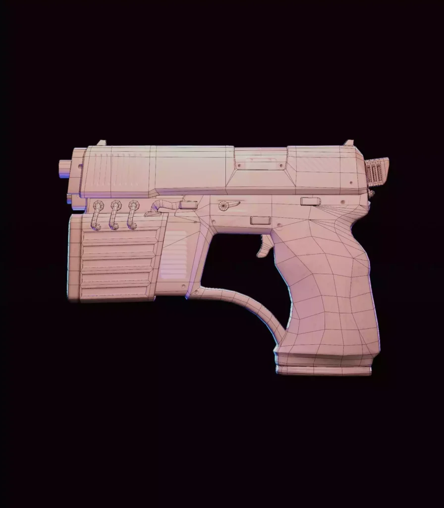 Package Runner Character's Pistol Side View 1 Wireframe